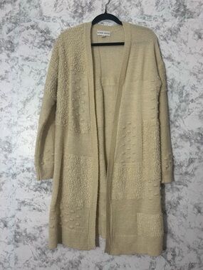 Knox Rose Cream Textured Open-Front Cardigan